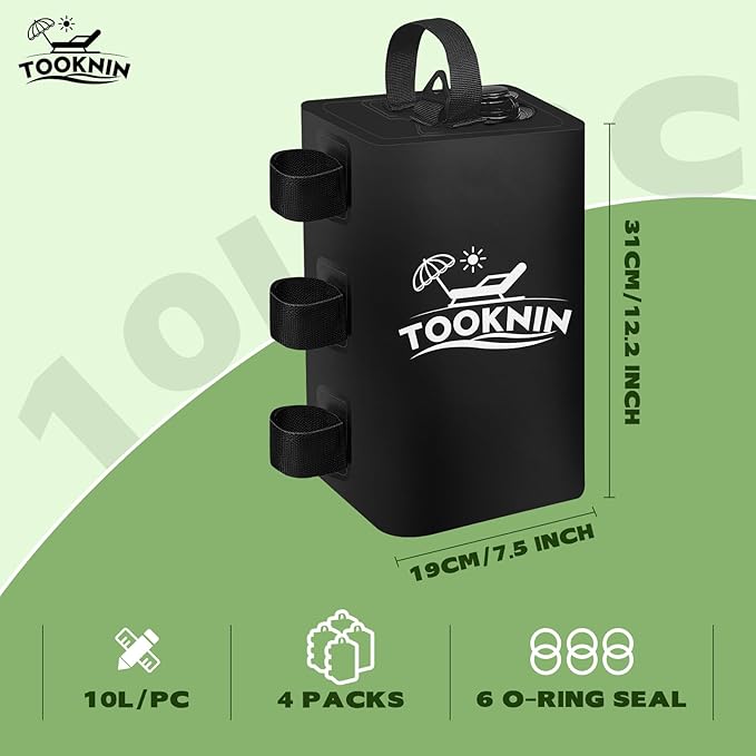 Canopy Tent Weight,88 LBS Canopy Weights Water Bags, Gazebo Weights Heavy Duty Leg Weights for Pop Up Canopies Outdoor Shelter Umbrella Pool Ladder,Set of 4, Black