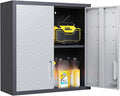 Metal Wall Mounted Cabinet with 2 Lockable Doors & Adjustable Shelf, Hanging Garage Storage Cabinet, Floating Upper Tool Cabinets for Shop, Kitchen, Bathroom (Grey, 30''W x 12''D x 30''H)