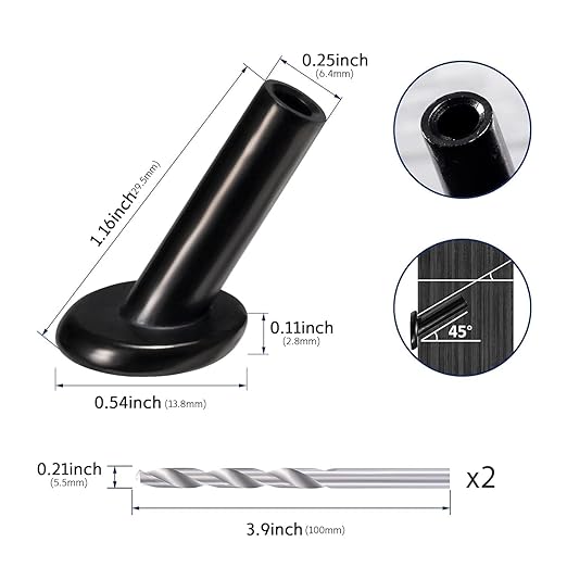 50 Pack 45 Degree Angle Protective Sleeves, Black Cable Railing Corner Protector Sleeve Beveled for 1/8" Wire Rope, T316 Marine Grade Cable Railing Kit with Two Drill Bit for Wood Posts HF039B