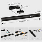 Hapfish Motion Sensor Battery Operated Wall Sconce, Wireless Picture Lights for Wall, Rechargeable Magnetic Art Lighting with Remote Control, Battery Picture Light for Poster Dartboard Mirror - Black