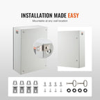 VEVOR Steel Electrical Box, 28 x 20 x 10 in, Cold Rolled Steel Electrical Enclosure Box, Wall-Mounted Outdoor Electrical Electronic Equipment Enclosure with Mounting Plate Hinges Lock, IP66 Waterproof