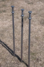 Double Head Tent Stakes - Heavy Duty Steel Tent Stakes, Versatile Ground Spikes to Anchor Commercial Inflatables, Party Tents, and Outdoor Camping Shelters, 3/4 x 12 Inch, 50-Pack