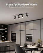 Bojim Flexible Led Track Lighting, 4-Light Black Track Lighting Fixtures Ceiling, Ceiling Spotlight with Foldable Light Arms for Kitchen, Closet, Bedroom(GU10 Socket, Bulbs Not Included)