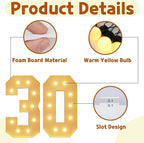 imprsv 4FT Light Up Numbers, Marquee Numbers 30th Birthday Decorations for Women, Men Foam Board Anniversary Party Decorations Arch Kit (DIY)