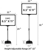 Sign Holder Stand,Sign Stand for Display,Adjustable Sign Holders For Table Top,Table Sign Holders 8.5 x 11,2 Packs,(Black, 39''height 2pcs)