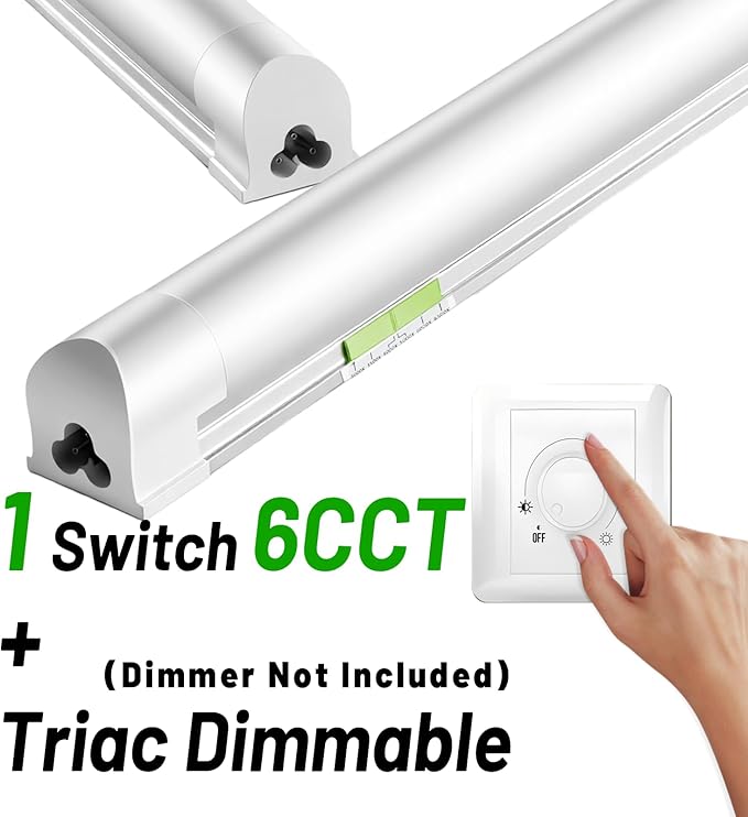 6 Pack Dimmable 4FT Led Shop Lights,30W T8 Integrated LED Tube Light,3000-6500K Tunable,3900LM W Frosted Cover,High Output,Linkable,Plug and Play Lights for Workshop,Garage,Basement,Barn