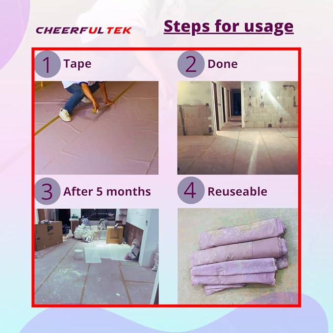 Heavy-Duty Temporary Floor Protection, All Purpose Scratch & Waterproof-Worry Free, Underlayment, Renovation & Construction Canvas Drop Cloth Tarp, Anti-Slip, Durable, Reusable 3'x150'-450 SQFT