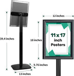 3Pcs Heavy Duty Pedestal Sign Holder for Display, 11 x 17 inches Adjustable Floor Standing Sign Holder with Weighted Base , Sign Stand for Indoor/Outdoor Advertising，Black