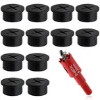 3/4 Inch(20mm) Desk Grommet,13 Pieces Wire Grommet, Desk Hole Cover for Cables with Hole Saw,Plastic Cable Cord Wire Hole Cover for Desk, Table,Cabinet,Countertop and Other Furniture(Black)