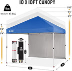 CROWN SHADES 10X10 Comercial Instant Canopy Pop Up Tent with Center Lock, 300D Fabric, 4 Sidewalls, Sto'N Go Bag, Blue