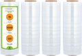 PSBM Stretch Wrap, 4 Pack, 15 Inch x 1000 Feet, 120 Gauge, Clear Plastic Cling, Cast Hand Stretch Film Rolls for Packaging Moving Packing Pallets