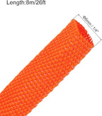 MECCANIXITY Braided Cable Sleeves Heat Shrinkable Fabric Sleeving, 1/4" 26ft Orange 2:1 Ratio Heat Shrinkable Cord Protector for Harness Cable, Network Cable Protection, Cable Management
