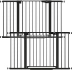 Cumbor 2 Pack 29.7"-51.5" Extra Wide Baby Gate for Stairs, Easy Wall Through Dog Gates for Doorways, Pressure Mounted Pet Gate Indoor, Safety Auto-Close Child Gate for Kids with 4 Wall Cups, Black