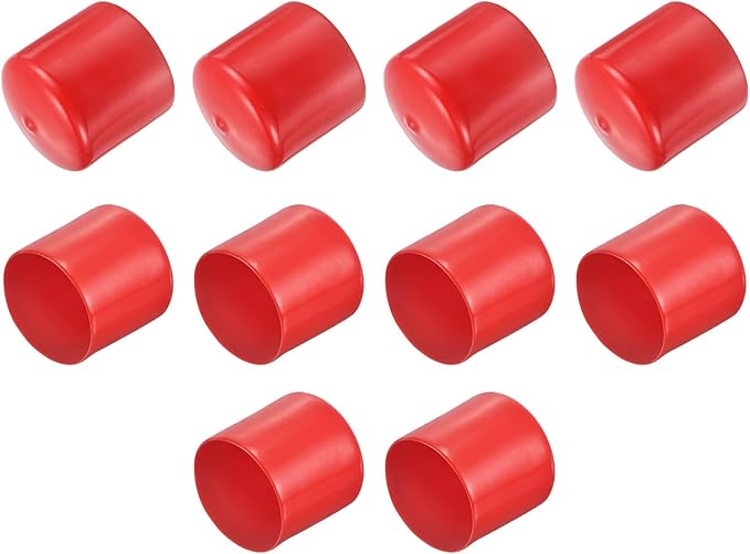 uxcell 10pcs Rubber End Caps 51mm ID Vinyl Round End Cap Cover Screw Thread Protector Red