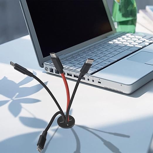 12 Pcs Cable Cord Grommet Silicone Cable Grommet 3/4" Wire Hole Cover Cable Management Wire Organizer Cable Pass Through Desk Grommet for Table, Computer Desk, Office, Home (Black)