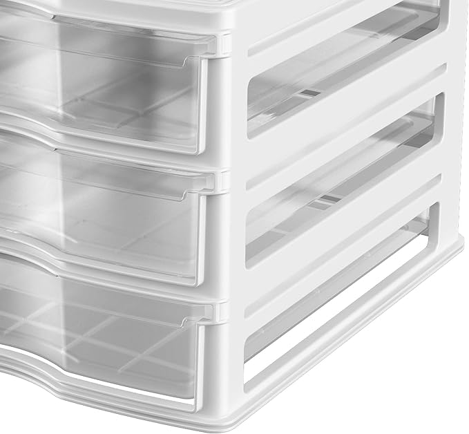 Life Story 3 Drawer Stackable Shelf Organizer Plastic Storage Drawers for Bathroom Storage, Make Up, Or Pantry Organization, White (3 Pack)