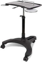 EHO Mobile Laptop Standing Desk Carts on Wheels with Stationery Storage, Pneumatic, Height Adjustable Rolling Stand, Sit to Stand Computer Cart, Workstation for Home, Office, Medical and School