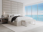 VANT Upholstered Bed Bench - Zigrino Oyster - Brushed Nickel - Contemporary Modern, Bedroom Bench Seat, Hallway, or Entryway