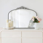 Micasso Vintage Baroque Silver Mirror: 29" x 36" French Vintage Mirror - Traditional Ornate Decorative Arched Mirrors for Wall/Bathroom/Entryway/Fireplace/Hallway - Home Decor for Living Room