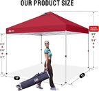 CROWN SHADES 12x12 Pop Up Canopy Outside Canopy, Patented One Push Tent Canopy with Wheeled Carry Bag, Bonus 8 Stakes and 4 Ropes, Red
