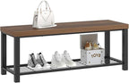 FOLUBAN Shoe Bench, Modern Wood and Metal Storage Bench for Entryway Hallway, Industrial Indoor Bedroom Bench Seat for Living Room, Mudroom, Rustic Walnut, 47 Inch