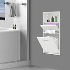 Stainless Steel Shower Niche with Trash Can Stainless Recessed Storage Cabinet White 26 * 11.8 No Tile Needed Wall Niche Recessed Toilet Paper Holder for Kitchen Living Room Bedroom Hotel