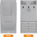 Kisangel Time Card Rack Wall Mount Time Card Holder Shelf with 5 Slots Multi-Pocket for Office Factory Attendance Payroll Supplies