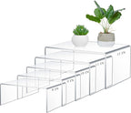 5 Pcs Extra Large 12,11,10,9,8 Inch Acrylic Display Risers Clear Acrylic Shelf Riser Display Stands 5 mm Thick Rectangular for Collectibles Figures