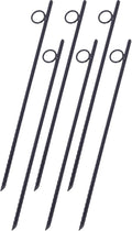6 Pack Rebar Stakes 3/8" x 18" Heavy Duty Steel Ground Anchors with 1" Loop & Angled End for Canopy, Camping, Tent, Tarps, Garden & Yard, Black