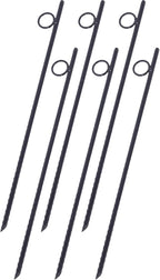 6 Pack Rebar Stakes 3/8" x 18" Heavy Duty Steel Ground Anchors with 1" Loop & Angled End for Canopy, Camping, Tent, Tarps, Garden & Yard, Black