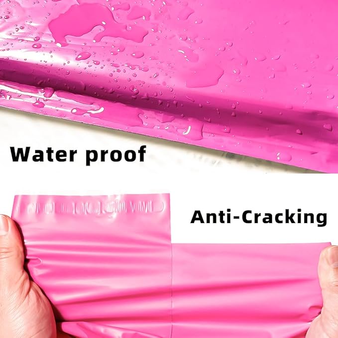 POLYSELLS 200 pcs 9x12 Inches Pink Poly Mailers Shipping Envelopes, Strong Adhesive Sealing, Waterproof, and Tear-resistant Postal Mailing Bags for Small Business, Clothes, Non-Fragile Items