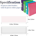 Self Adhesive Label Holders, ELEMGULY 52 Pcs Adhesive Shelf Tag Shelf Label Holder Clear Pocket Holder with Paper for Supermarket, Bookshelf, Kitchen (4.3 x 1.2 Inch)