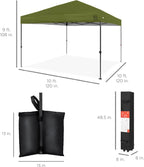 Best Choice Products 10x10ft 1-Person Setup Pop Up Canopy Tent Instant Portable Shelter w/ 1-Button Push, Case, 4 Weight Bags - Olive Green
