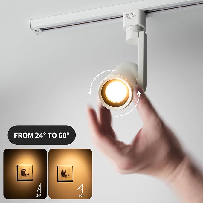 mirrea 5-Color Zoomable LED Track Lighting Heads H-Type Dimmable, 13.5W White Ceiling Fixtures for Room, Modern Accent Light, 2700-5000K Adjustable, Beam Angle 24°-60°, CRI90+, Pack of 6