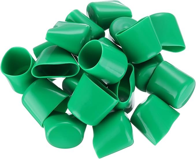 uxcell 20pcs Rubber End Caps 37mm(1 7/16") ID Vinyl PVC Round Tube Bolt Cap Cover Screw Thread Protectors Dark Green