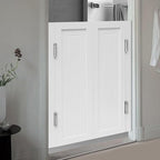 Solid Wood Interior Swing Door with Metal Hinges - Swinging Cafe Doors for Kitchen, Stairs, Bedroom Entrance & Partition (White, 27.56"X35.43")