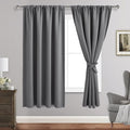 JIUZHEN Blackout Curtains for Bedroom - Thermal Insulated Room Darkening Noise Reducing, 52 x 63 Inch Length Curtains for Living Room, Set of 2 Panels with Tiebacks, Light Grey