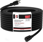EP 100 Ft Outdoor Extension Cord - 12/3 SJTW Heavy Duty Black Extension Cable with 3 Prong Grounded Plug - Power Cord for Lawn, Garden, Appliances