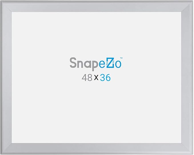 SnapeZo 2-Pack 36x48 Inches Silver Poster Frames, Front-Loading Snap Frame, 1.7" Aluminum Profile, Wall Mounted