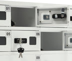 10 Slots Cell Mobile Phone Steel Locker with Combination Lock, Cellphone Charging Station with 3 in 1 Charging Ports for Most Phones, Cellphone Locker for Schools, Conference Rooms, and Offices