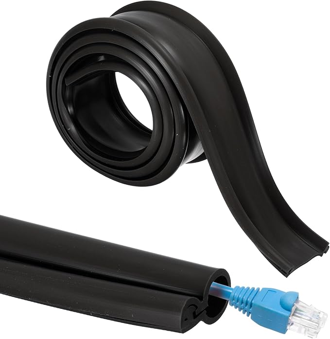 MECCANIXITY 3.3ft Cable Management Sleeve, 3/8 Inch ID Flexible Cord Wires Hider Cover Insulation Snap-fit Protector for Substation, High-Voltage Electrical Networks, Black
