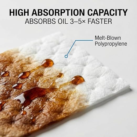 FlashDry Oil Absorbent Pads – High Absorbency of Oil-Based Liquids, Water-Repellent, Tear-Resistant, Premium Mats, Ideal for Garage, Driveway, Automotive, Marine Use, 17.5” x 13.5”, 100-Count Box