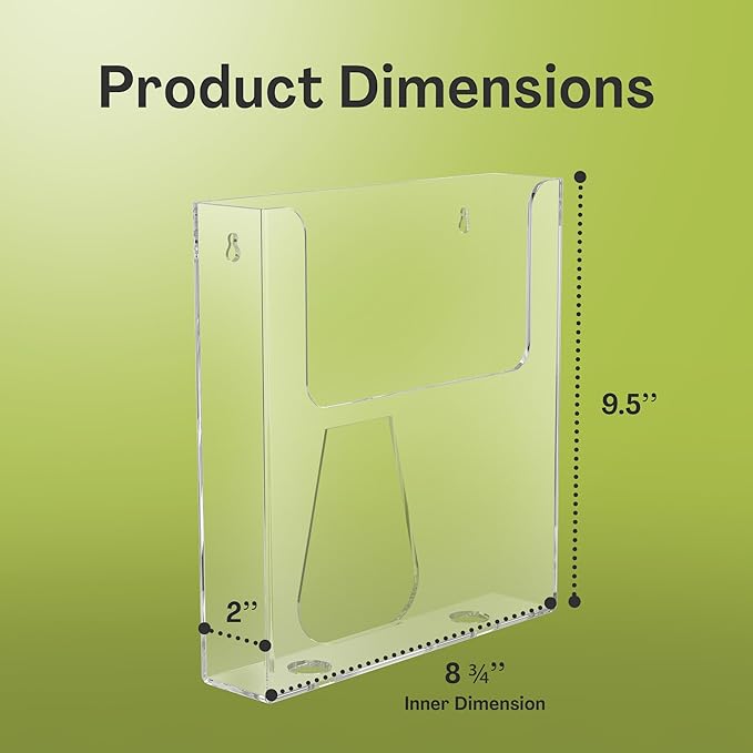 Acrylic Brochure Holder for Wall Mounting, Clear Display for 8.5" x 11" Flyers, Literature Holder for Magazines, Pamphlets, Menus, Includes Screws & Plastic Anchors – Pack of 20