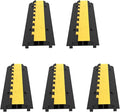 Happybuy 5 Pack Rubber Cable Protector Ramp 2 Channel Heavy Duty 66000lbs Load Capacity Cable Wire Cord Cover Ramp Speed Bump Driveway Hose Cable Ramp Protective Cover