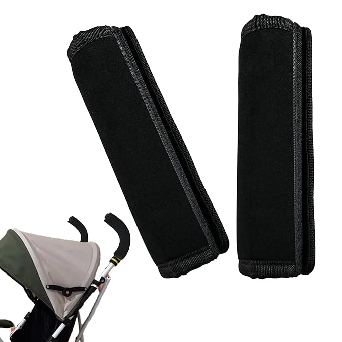 2 Pack 6.3 * 5.51inches Stroller Armrest Handle Cover,Pushchair Handlebar Cover,Universal Protective Grip Bumper Bar Covers Replacement Removable Toddler Pram Bumper Dust Proof Handle Gloves(Black)
