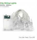 Dopheuor Photo Clip String Lights LED Fairy Clip String Lights Hanging Photo Pictures Battery Operated for Gifts Patio Christmas Bedroom Wedding Birthday Party Halloween Festival Decor (no Battery)