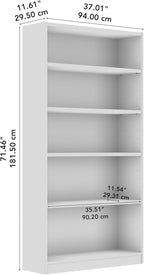 Bush Furniture Universal Tall 5 Shelf Bookcase in Platinum Gray, Vertical Storage and Display Bookshelf for Home Office or Living Room Organization