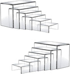 12 Pcs Acrylic Display Risers, 2 Sets Small Size Clear Acrylic Risers, 0.15" Thick Display Stands for Dessert, Cupcake, Candy, Figure & Jewelry Showcase
