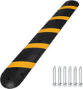 84" Heavy Duty Rubber Speed Bumps for Driveway & Parking - 2 Channel Cable Protector Ramps with End Caps & 6 Bolt Spikes for Asphalt & Gravel Roads