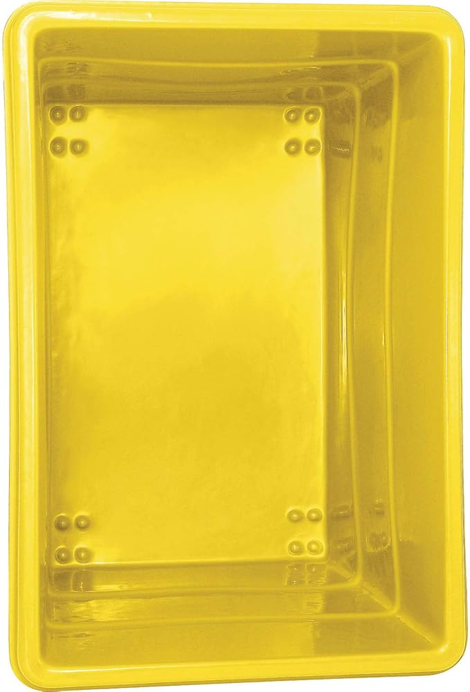 Global Industrial 20 Bushel Plastic Bulk Box Truck, Steel Chassis Base, 1200 lbs. Capacity, 4" Non-Maring Rubber Casters, Yellow, 50-2/5"L x 34-3/5"W x 35-3/5"H